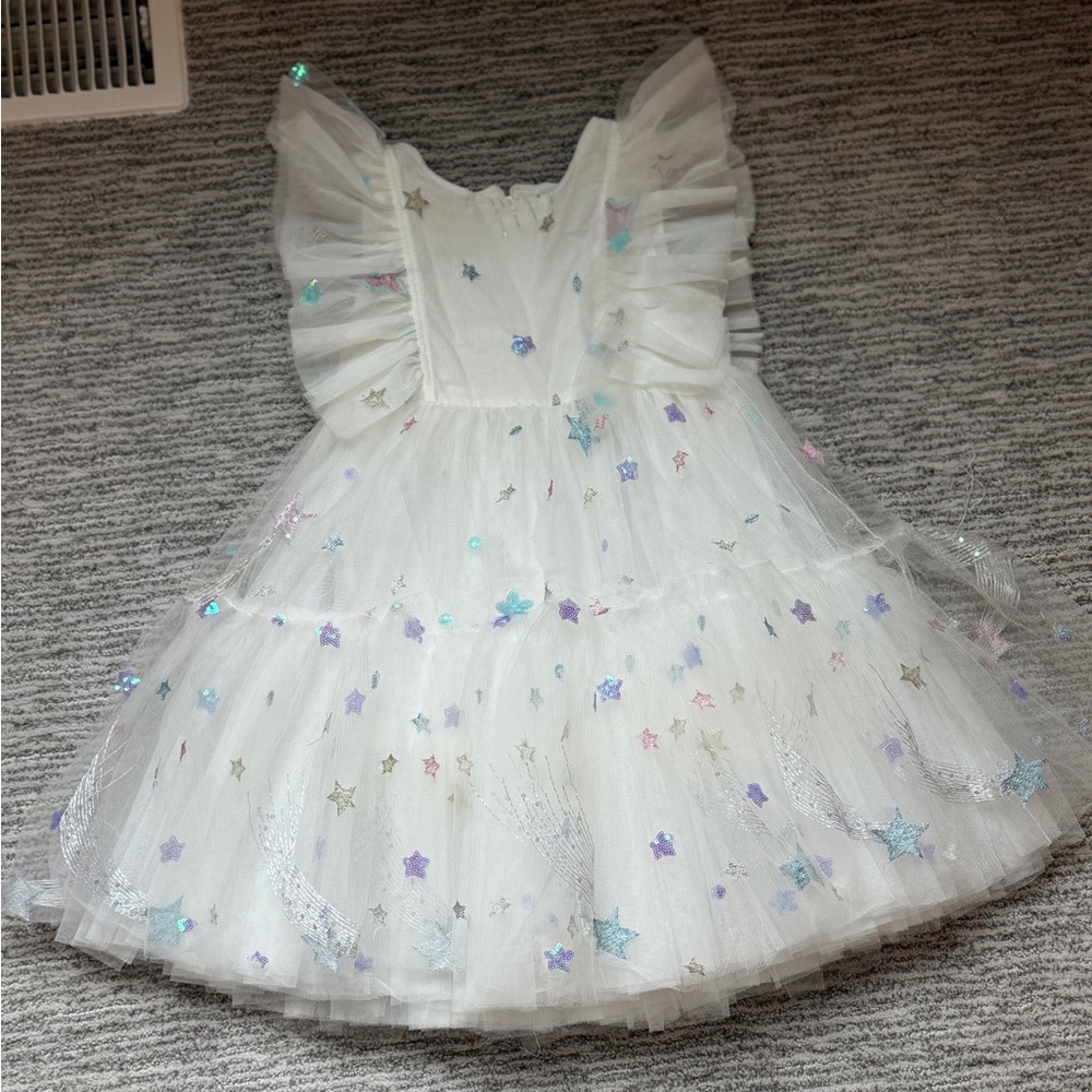 Lola + The Boys White Dress with Star Details